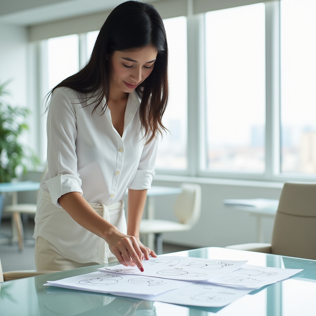 Person reviewing handwritten notes and diagrams related to personal behavior patterns