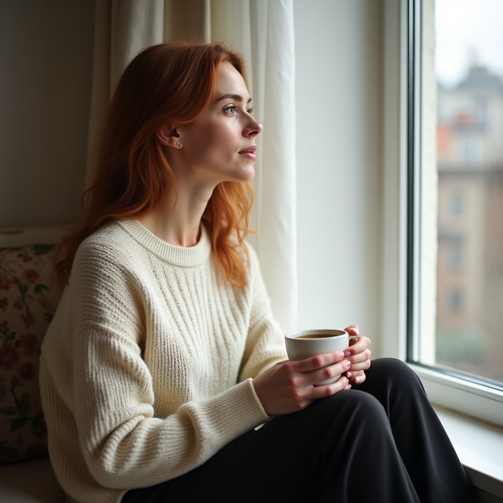 Person sitting with coffee and notebook, reflecting on financial choices